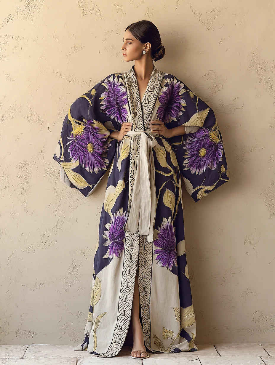 Solène / Bata Kimono Girasol en Tono Púrpura