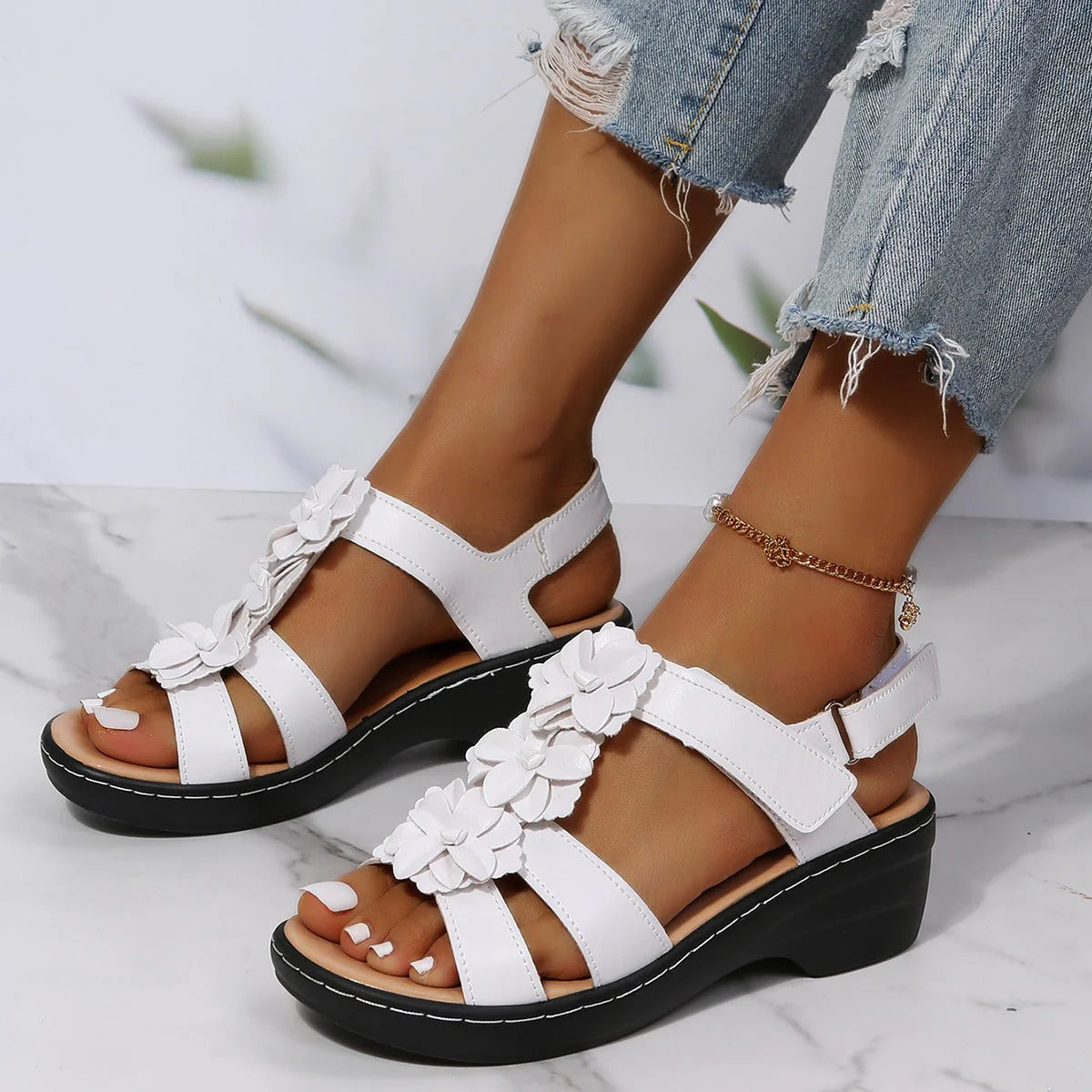 Sandalias ortopédicas de cuero con plantilla de confort