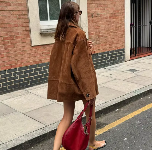 Chaqueta de Serraje Mujer – Piel de Ante Suave con Botones