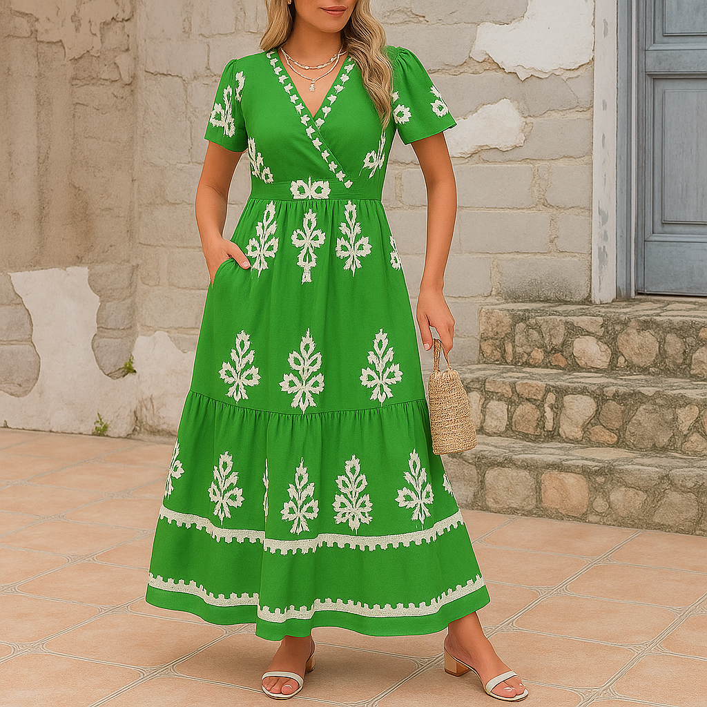 Vestido con Estampado Étnico Inspirado en Grecia