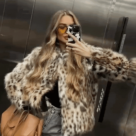 Abrigo Pelo Leopardo Mujer – Chaqueta Estampado Animal Print | Elegancia Urbana