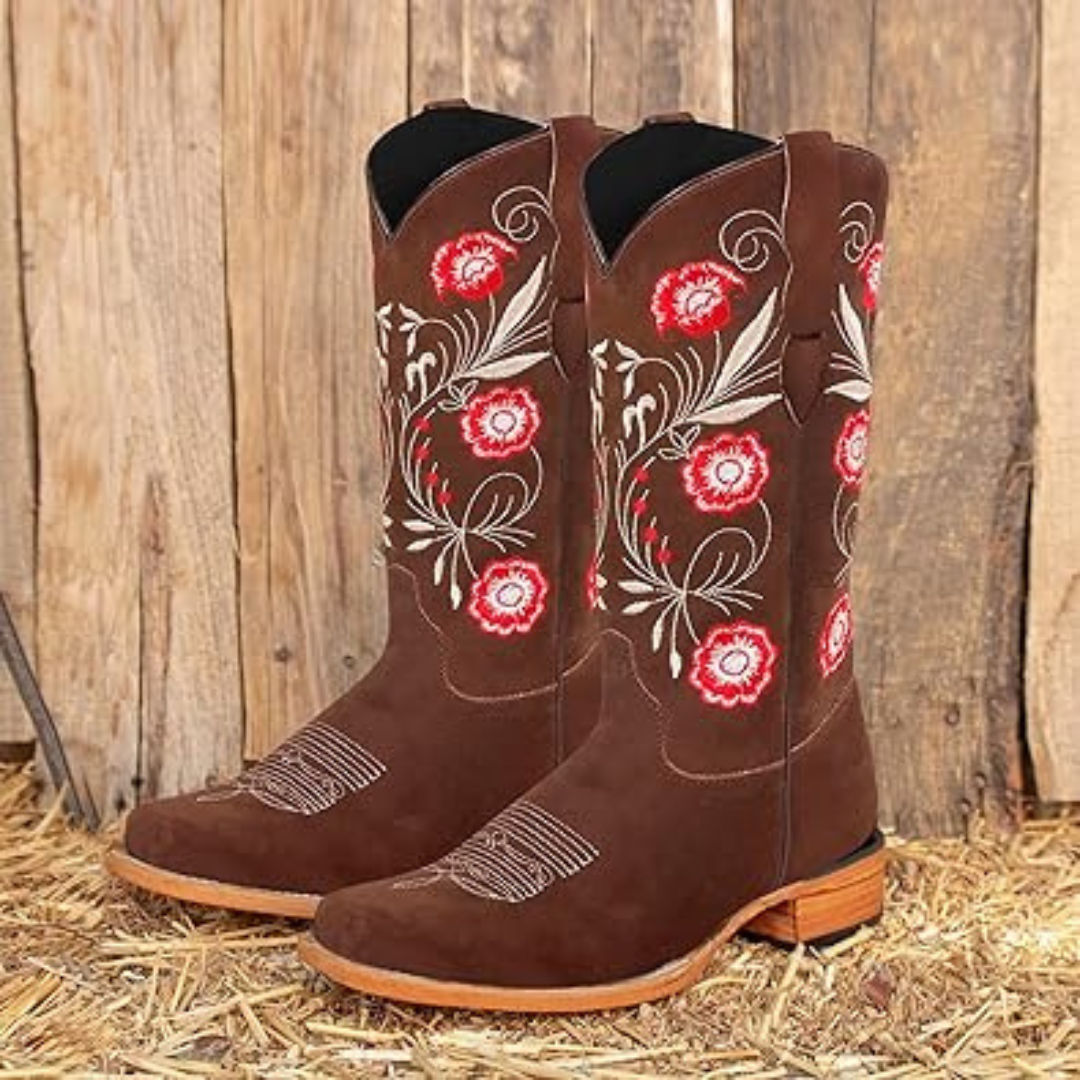 Botas Cowboy "Desert Bloom" – Marrones con Bordado Floral
