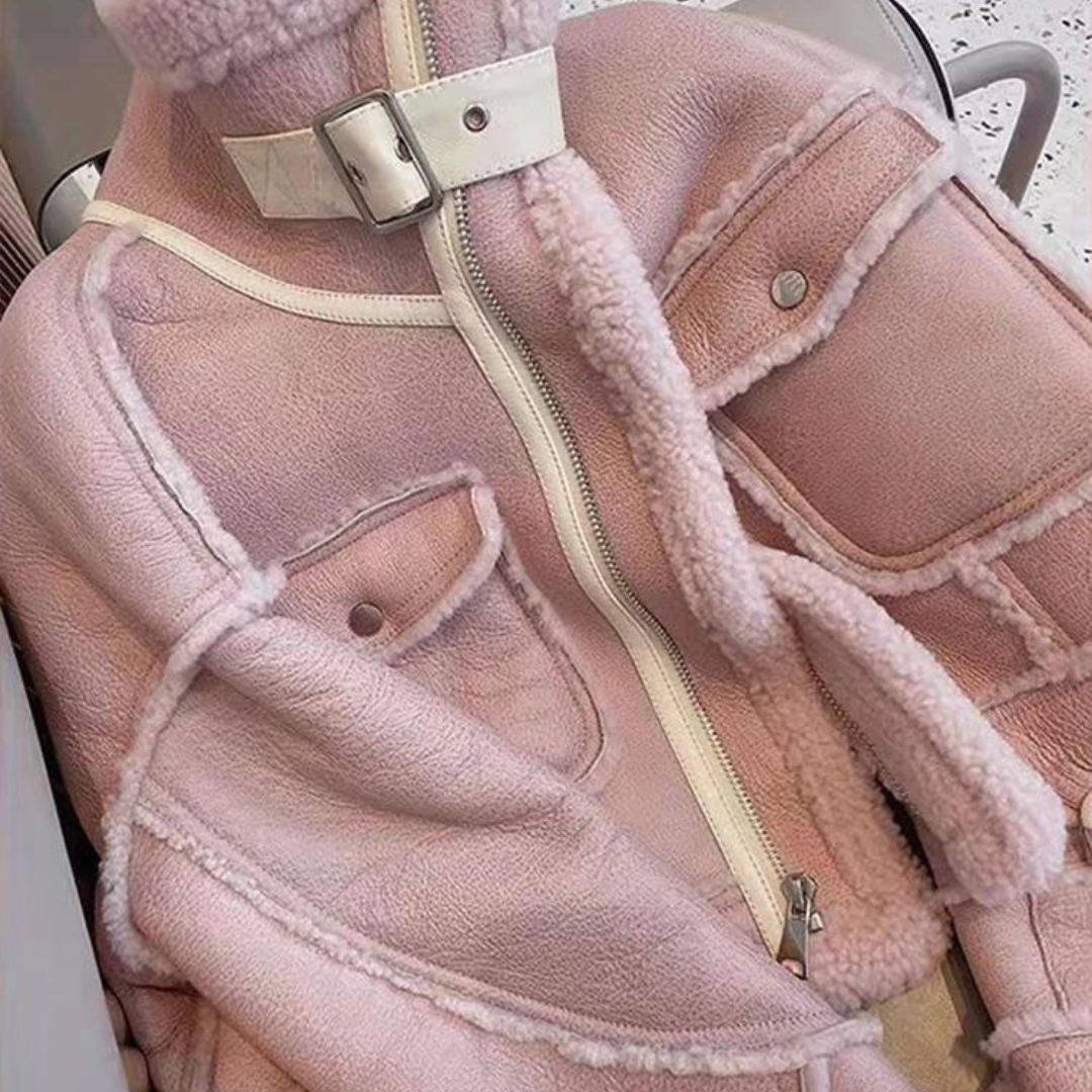 Chaqueta aviador polipiel combinada borreguito