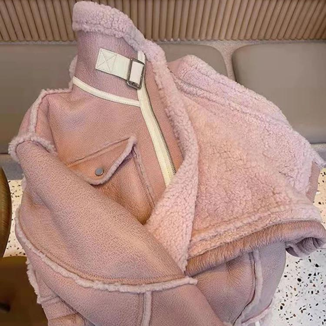 Chaqueta aviador polipiel combinada borreguito