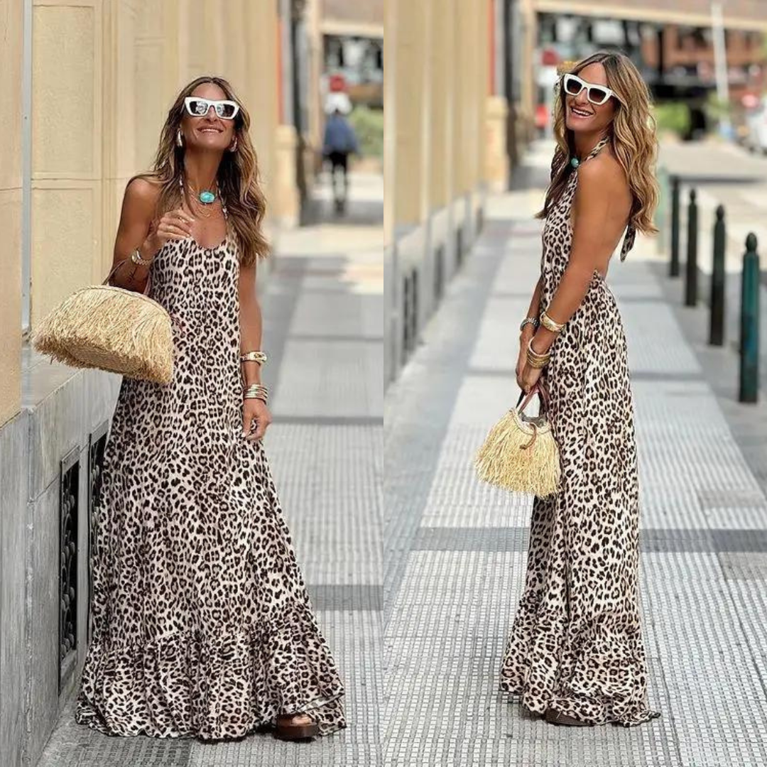 Vestido largo Gonu estampado leopardo