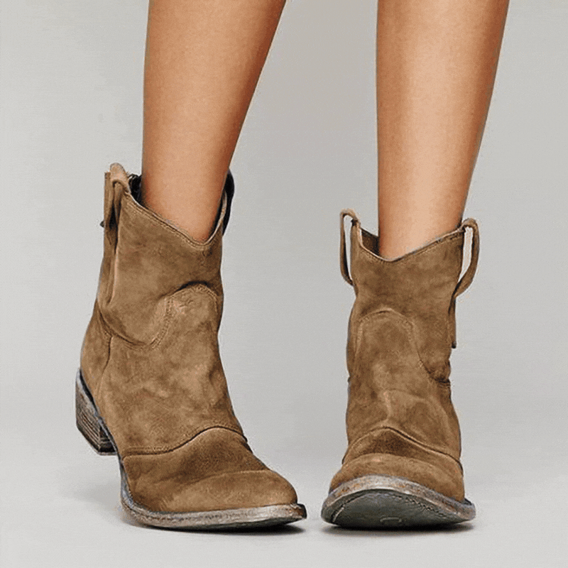 Botines de Serraje Mujer – Estilo Cowboy en Piel de Ante | Cómodos, Versátiles y Atemporales