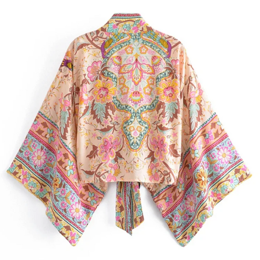 Kimono corto boho estampado Boyena