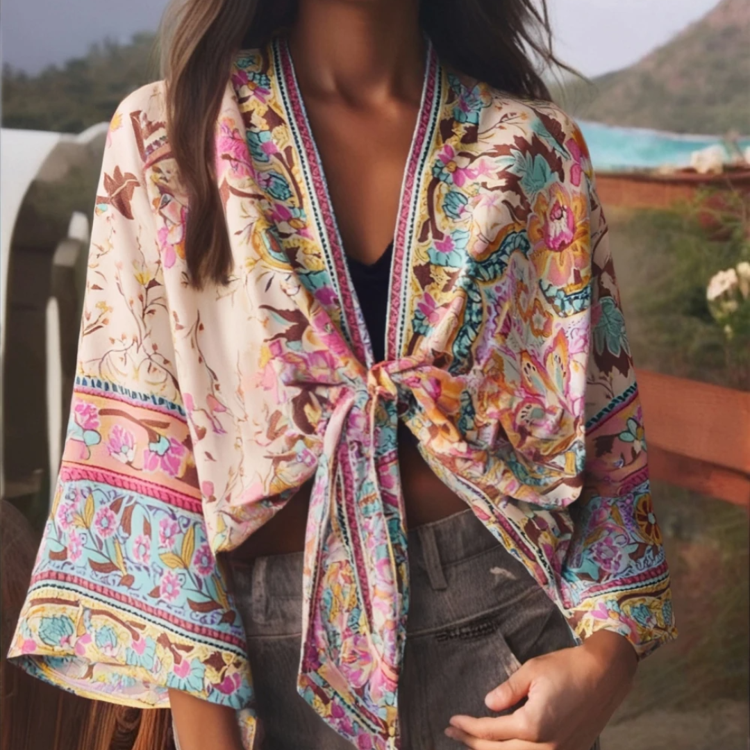 Kimono corto boho estampado Boyena