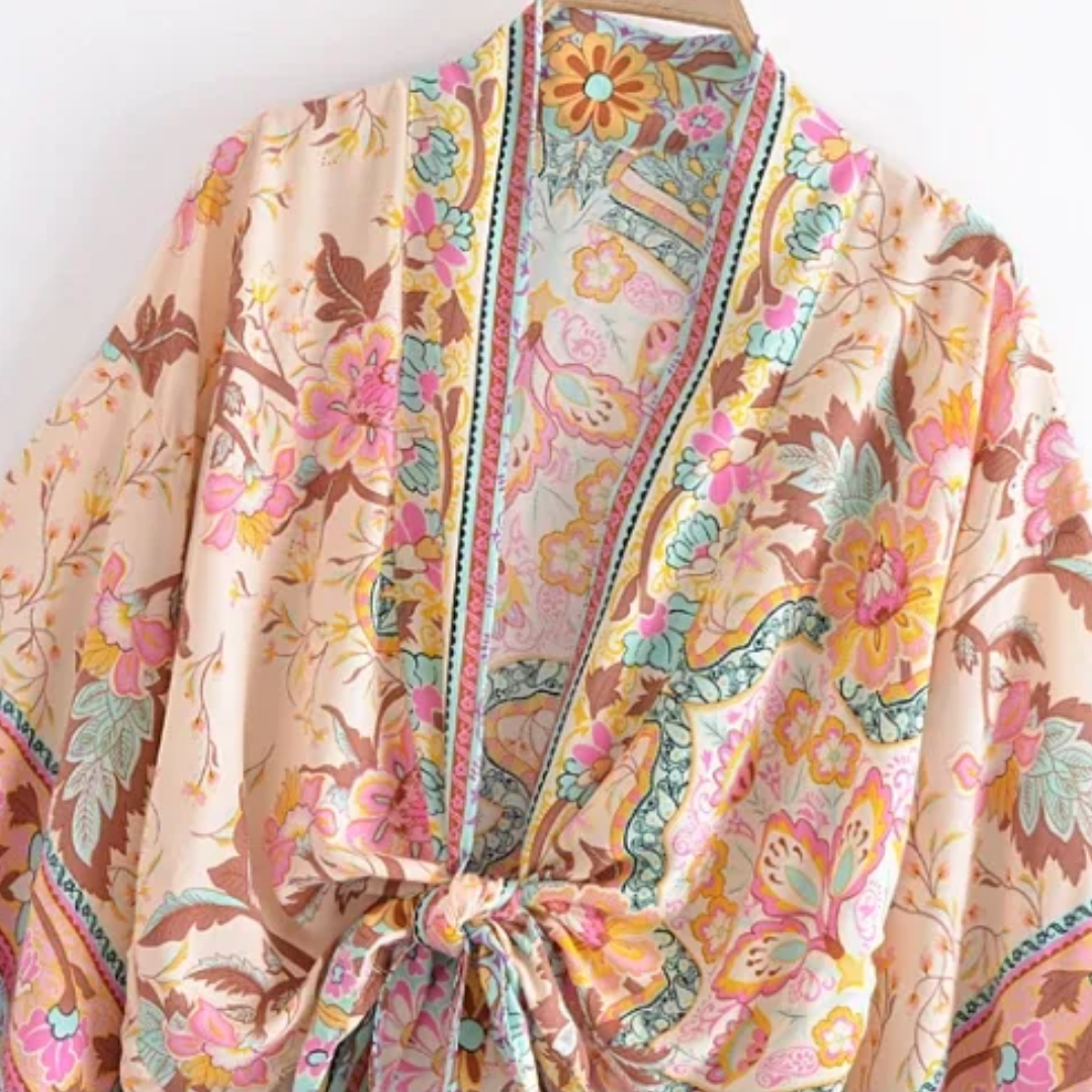 Kimono corto boho estampado Boyena