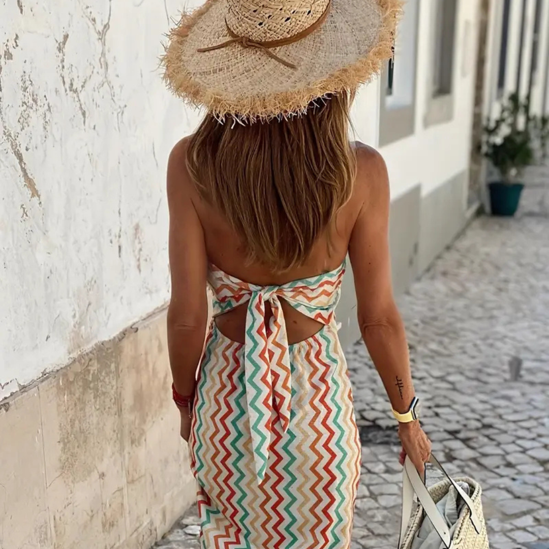 Vestido Maxi Zigzag Earth – Diseño Moderno y Fresco