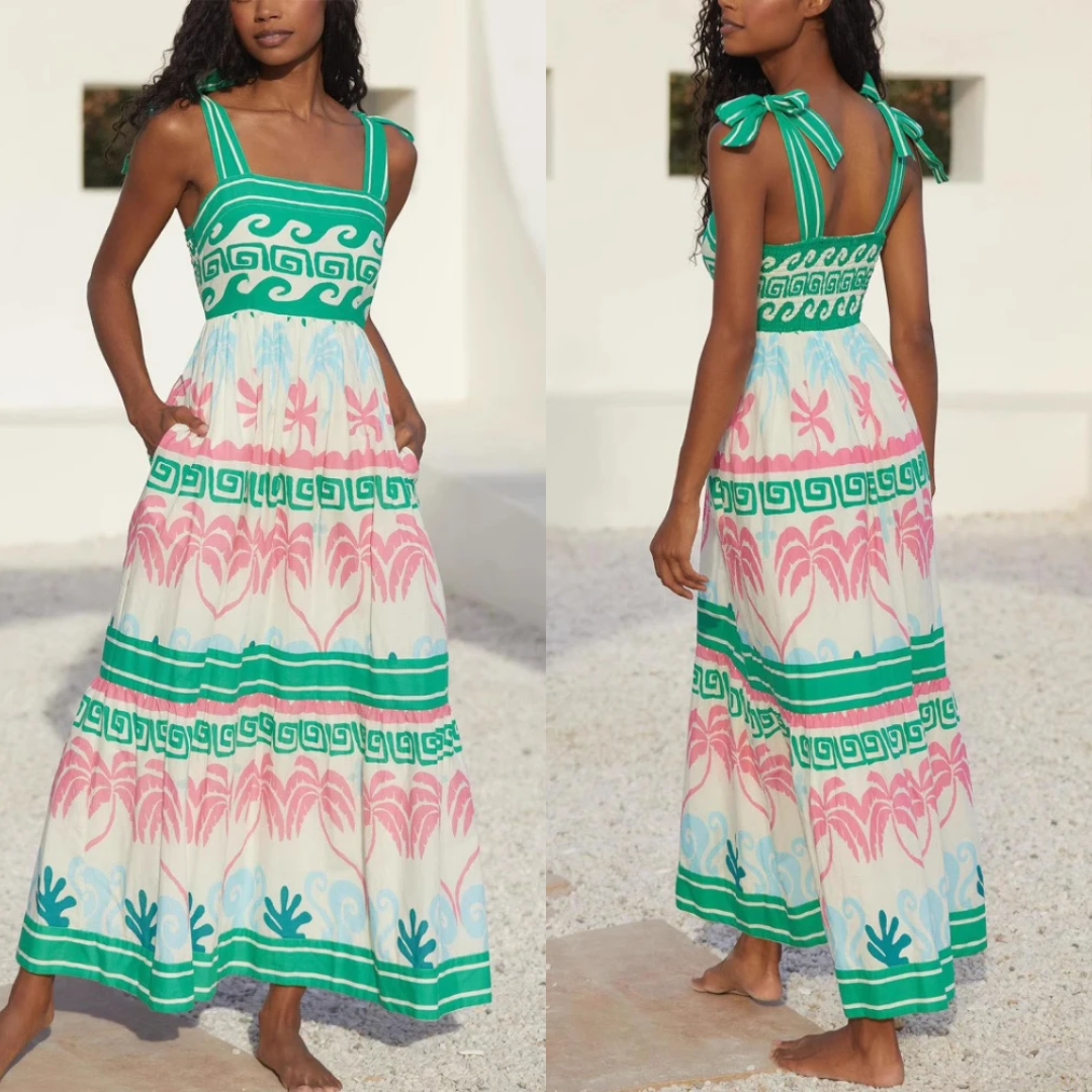 Vestido Maxi Ondas Tropicales – Estilo Boho Chic y Fresco