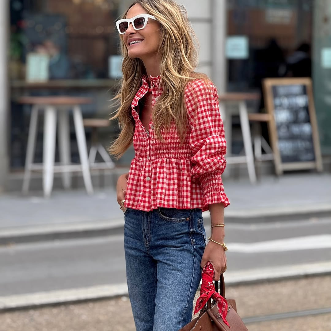 Camisa Vichy Roja – Estilo Fresco y Atemporal