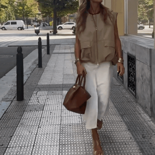 Chaleco bomber beige – Versatilidad y estilo urbano