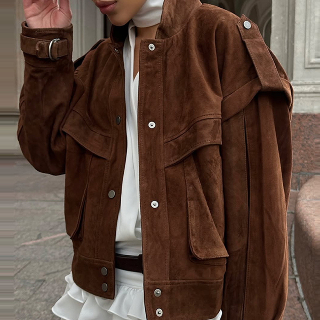 Cazadora Oversize Efecto Ante – Estilo Urbano