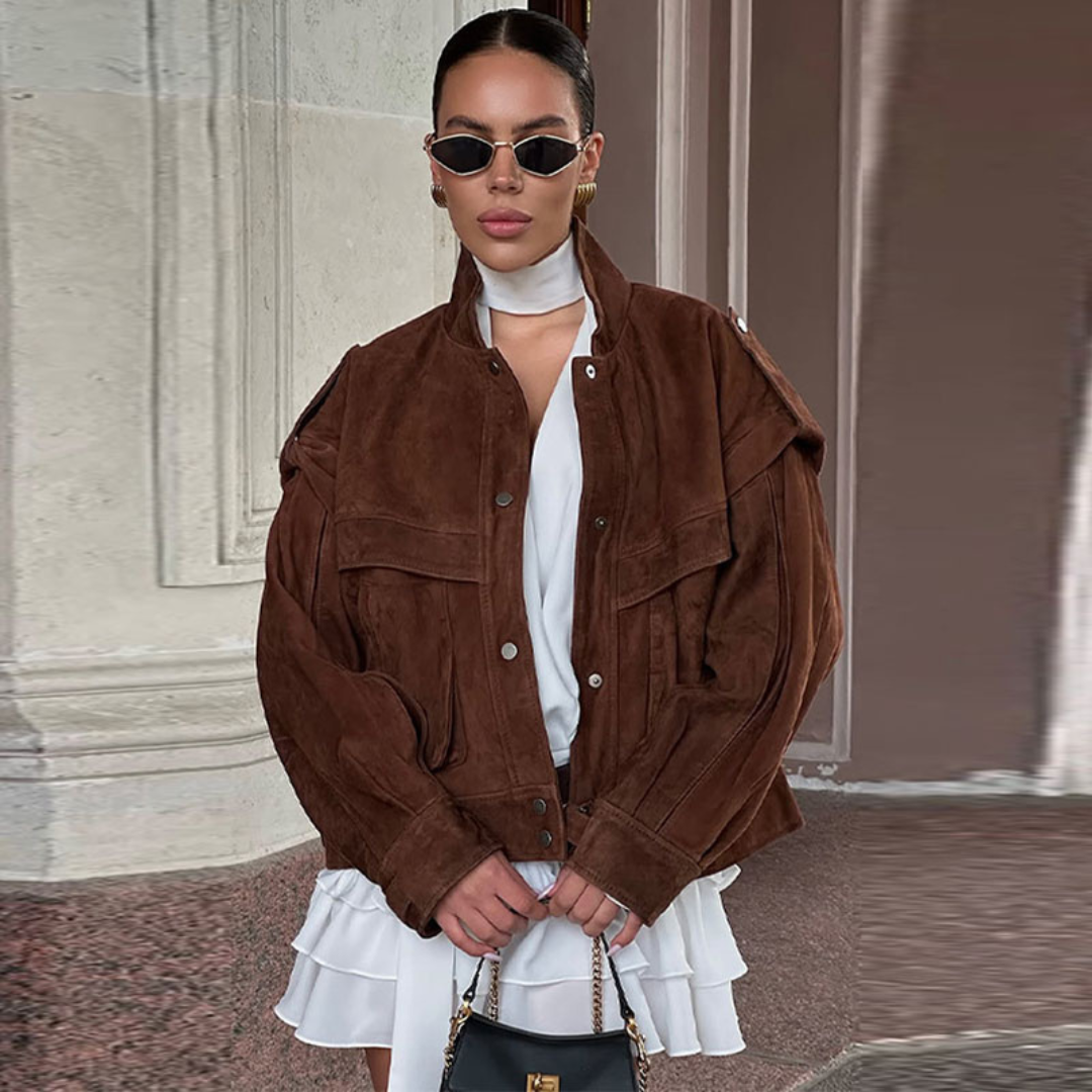 Cazadora Oversize Efecto Ante – Estilo Urbano