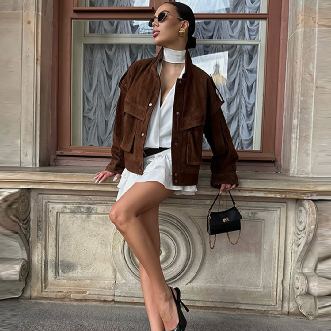 Cazadora Oversize Efecto Ante – Estilo Urbano