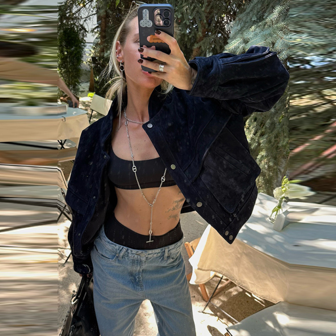 Cazadora Oversize Efecto Ante – Estilo Urbano