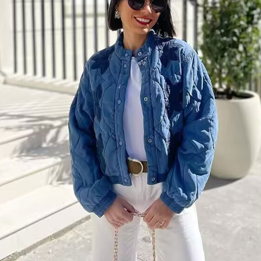 Chaqueta Bomber Acolchada Azul – Estilo y Confort Diario