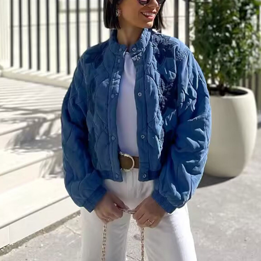 Chaqueta Bomber Acolchada Azul – Estilo y Confort Diario