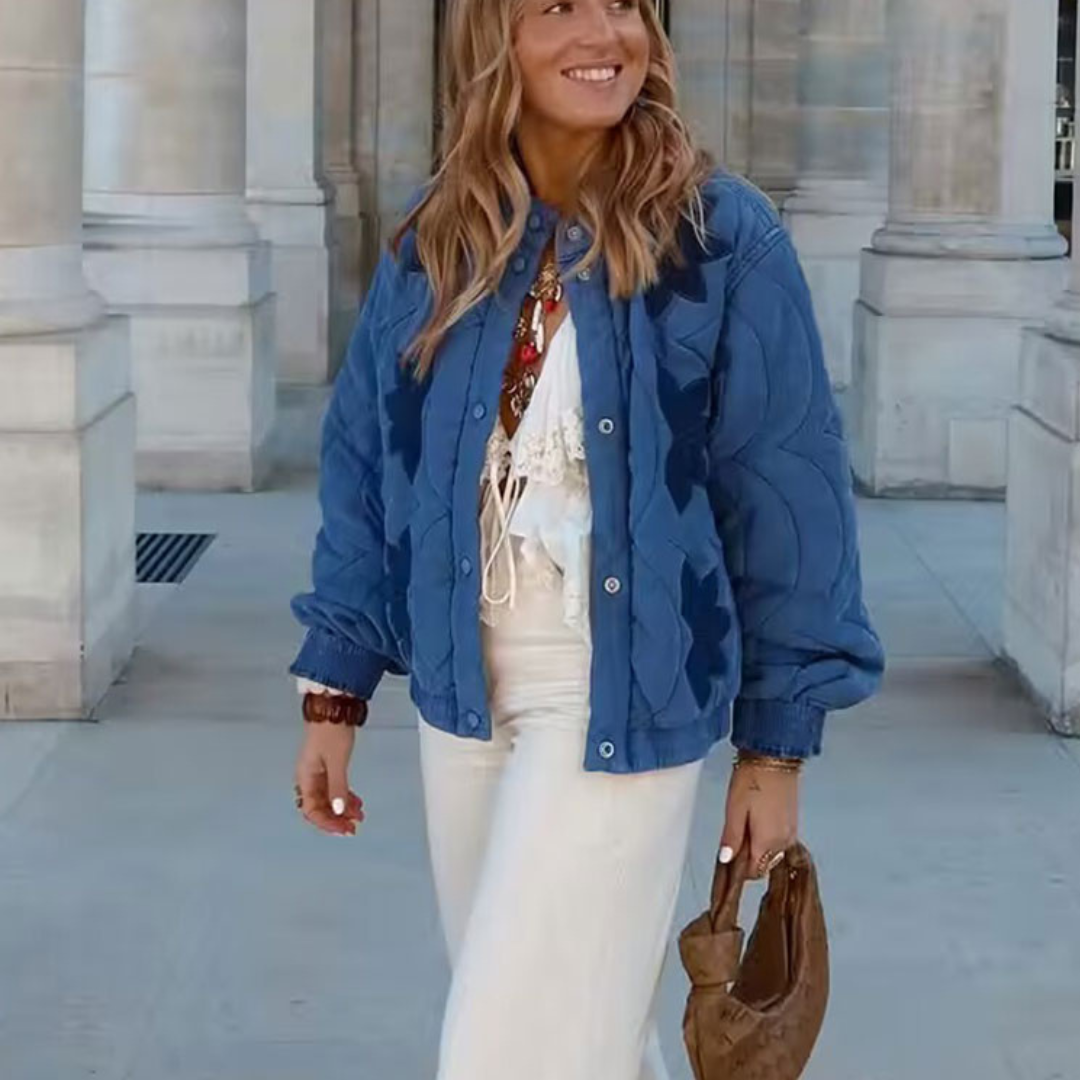 Chaqueta Bomber Acolchada Azul – Estilo y Confort Diario
