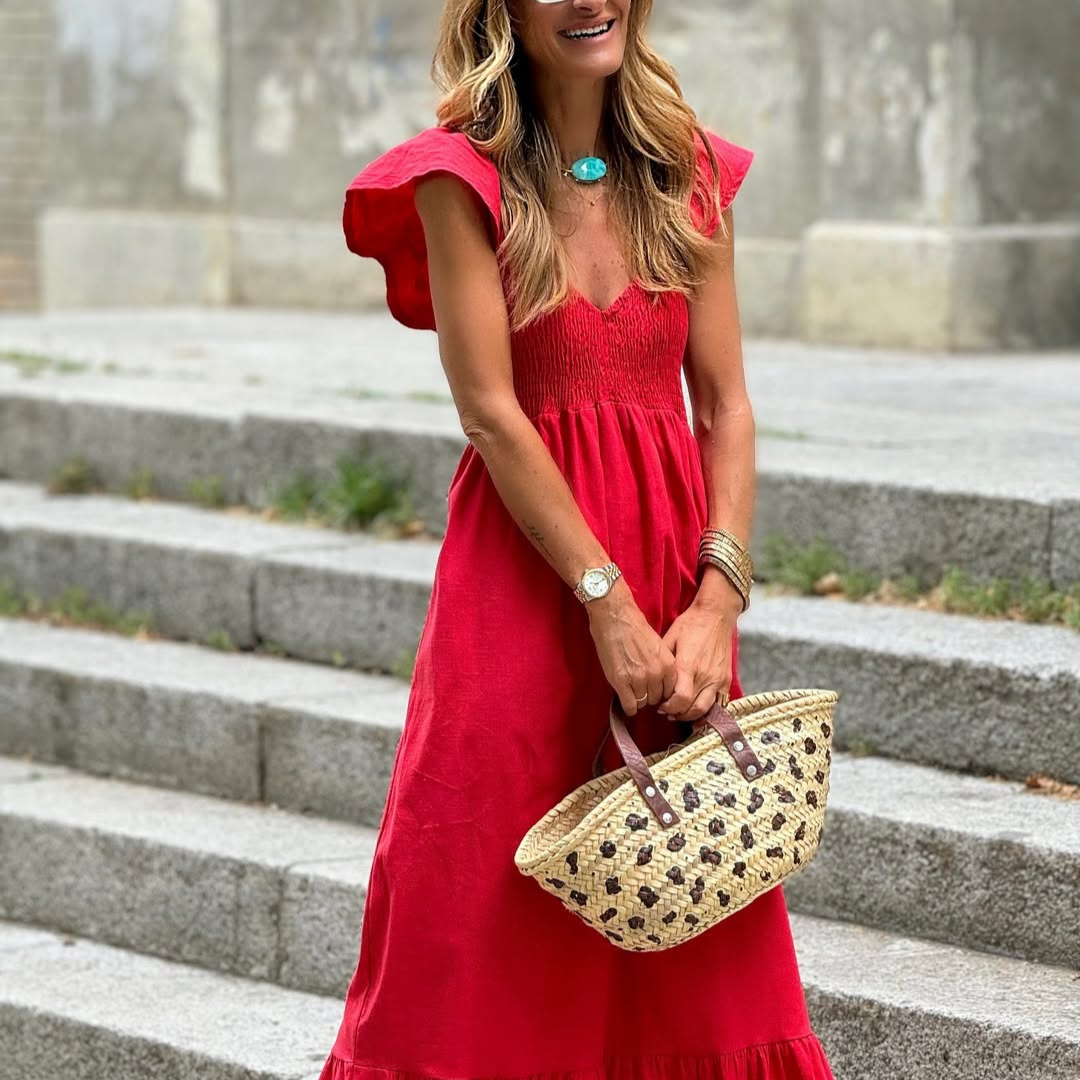Vestido Largo Rojo – Estilo Romántico & Fresco