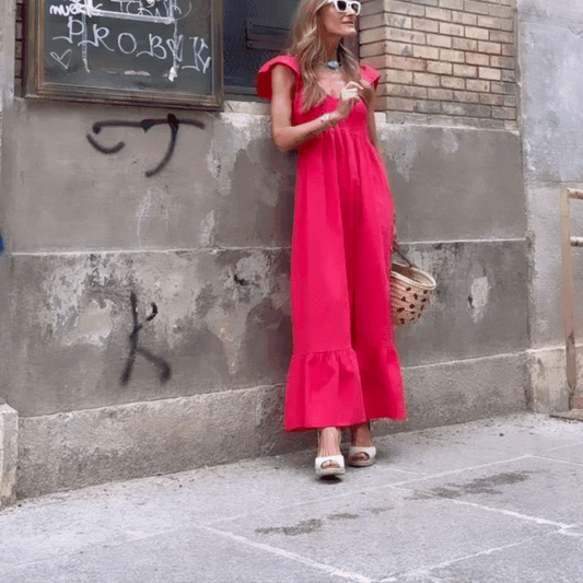 Vestido Largo Rojo – Estilo Romántico & Fresco