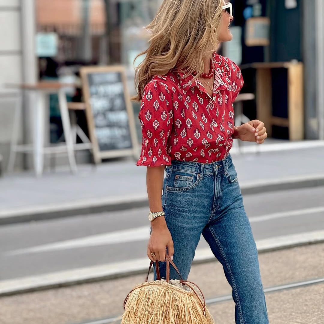 Blusa Étnica Rojo Boho Chic