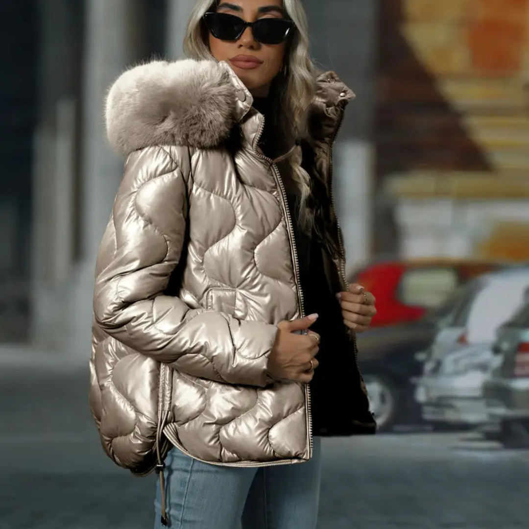 Abrigo Acolchado Premium con Capucha y Detalles de Pelo Técnico – Calidez y Estilo Invierno