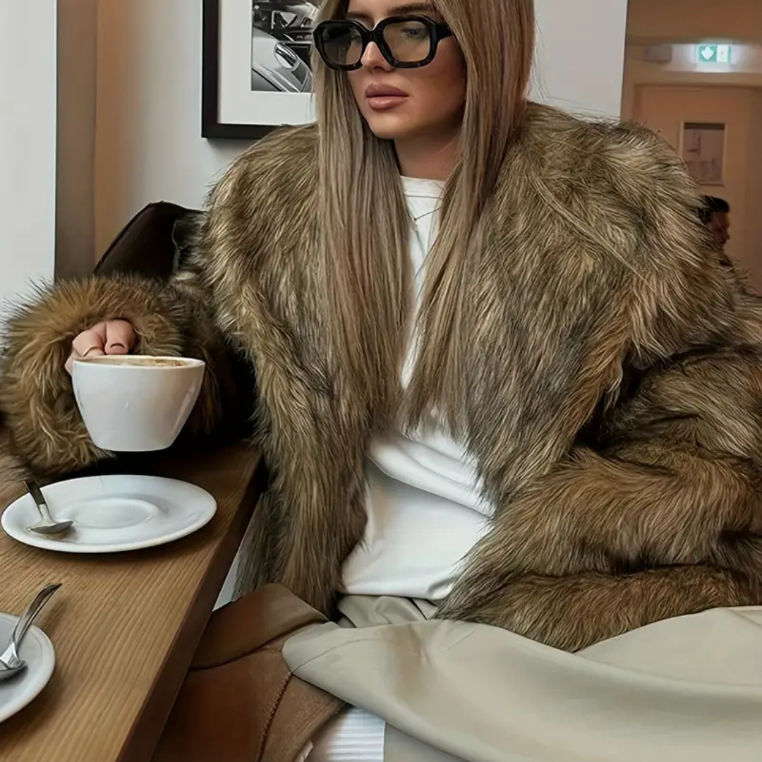 Chaqueta Pelo con solapa – Abrigo Elegante Marrón | Estilo Urbano Chic y Versátil