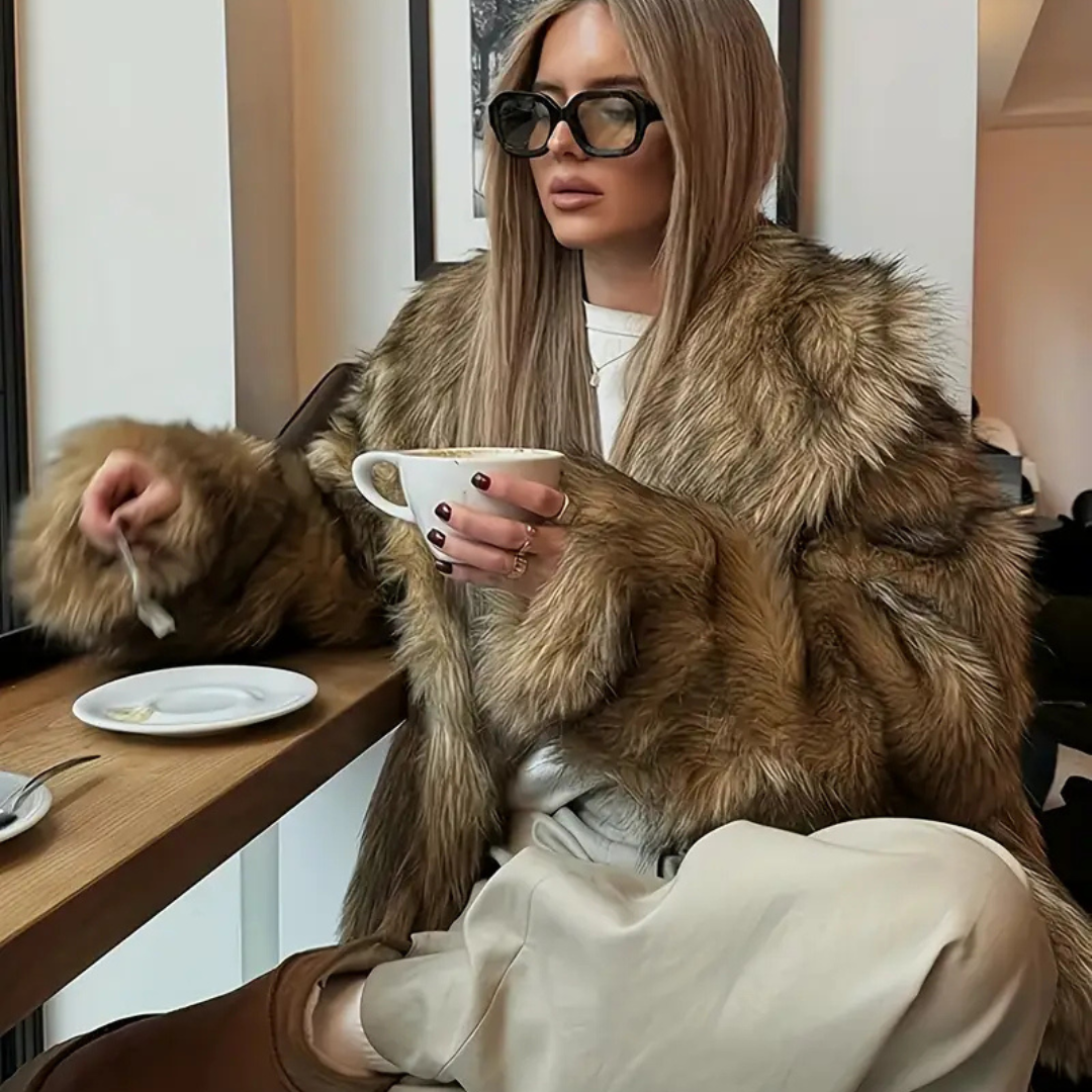 Chaqueta Pelo con solapa – Abrigo Elegante Marrón | Estilo Urbano Chic y Versátil