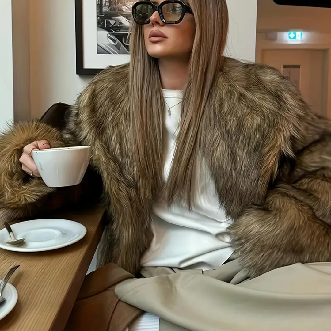 Chaqueta Pelo con solapa – Abrigo Elegante Marrón | Estilo Urbano Chic y Versátil