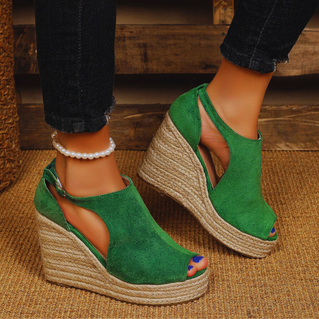 Emma – Sandalias de cuña con acabado en suave ante