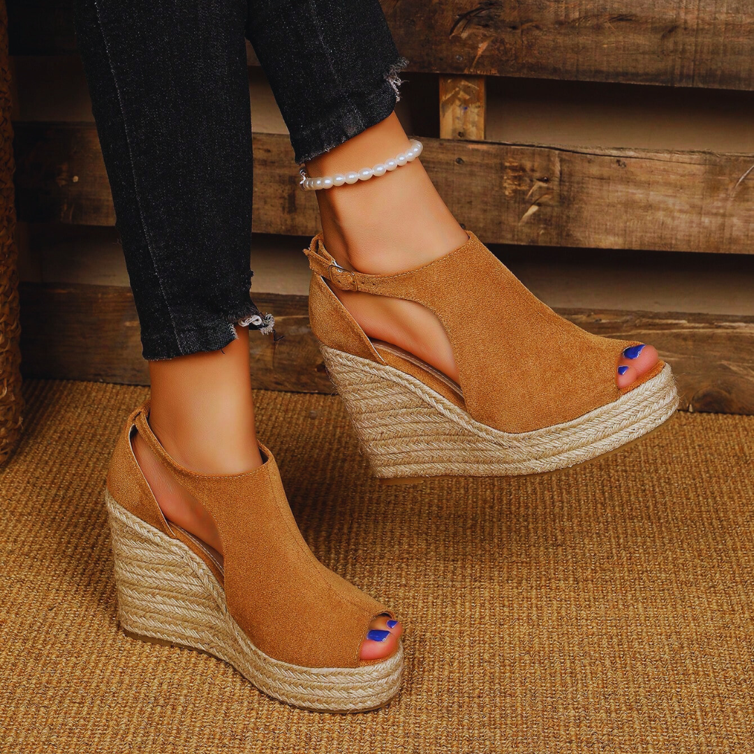 Emma – Sandalias de cuña con acabado en suave ante