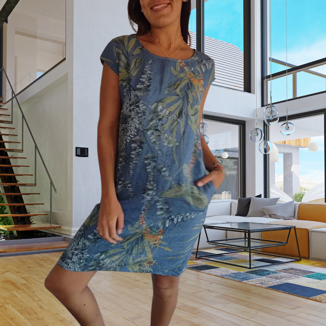 Vestido Élysia – Estampado Orgánico Frescura y caída natural