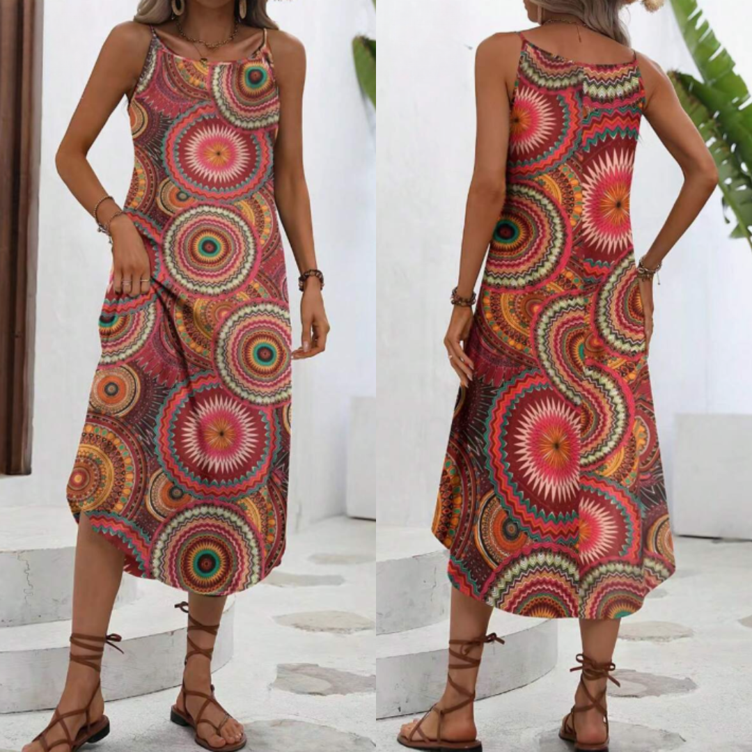 Vestido de Tirantes Tribal – Estilo Bohemio y Ligero