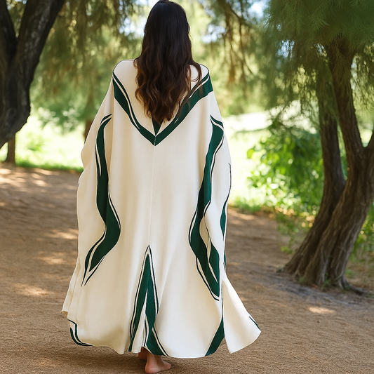 Vestido largo tipo bata para mujer Sinphony / Lino con escote en V