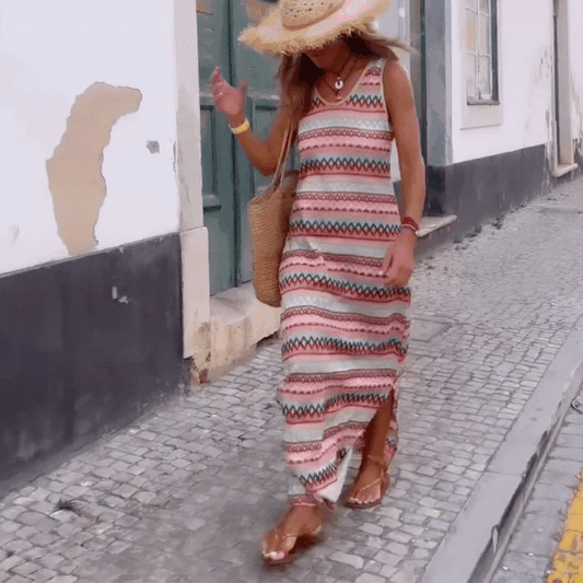 Vestido "Tribal Breeze" – Sin Mangas y Estilo Boho