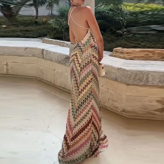 Vestido Largo Amaranta – Tejido Calado Multicolor