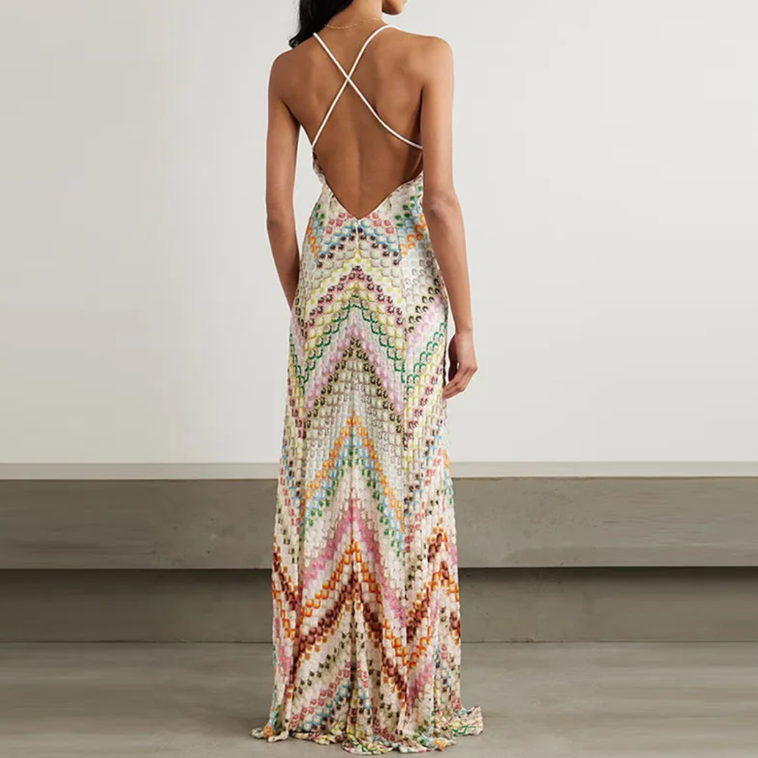 Vestido Largo Amaranta – Tejido Calado Multicolor