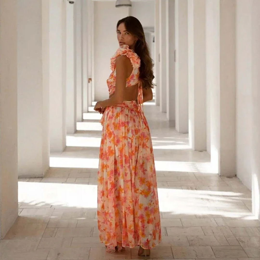 Vestido "Lilium" – Volantes Florales y Cintura con Aro