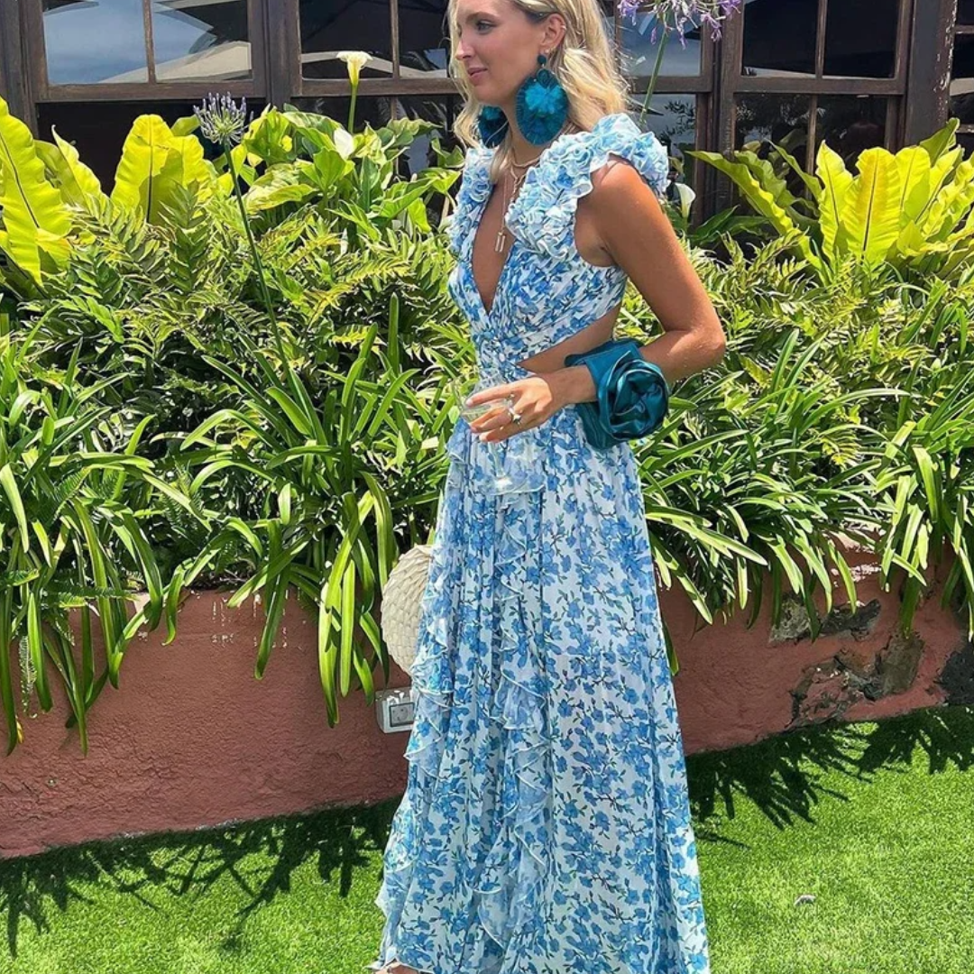 Vestido "Lilium" – Volantes Florales y Cintura con Aro