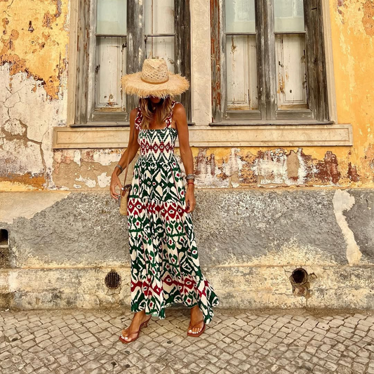 Vestido largo "Calypso" – Estilo Étnico y Aire Mediterráneo