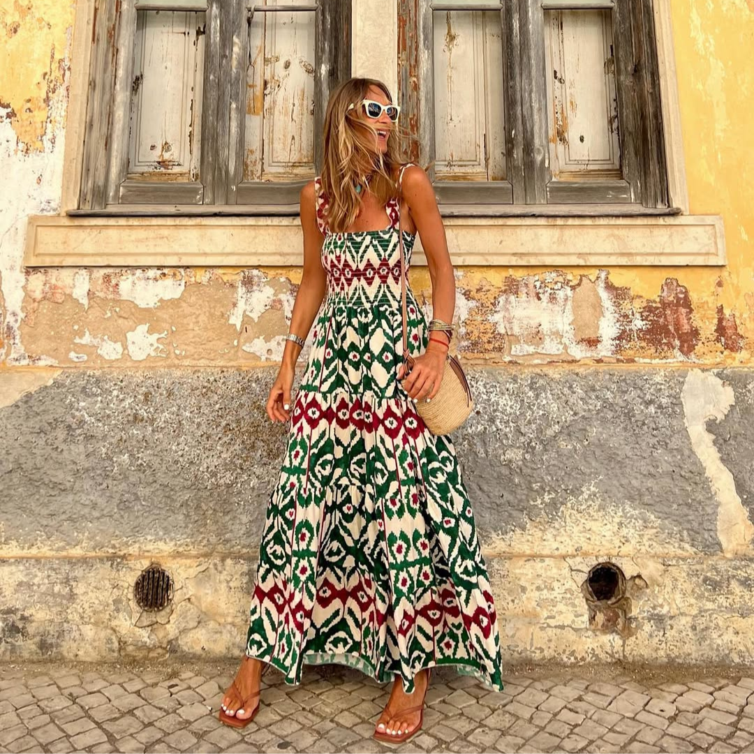 Vestido largo "Calypso" – Estilo Étnico y Aire Mediterráneo