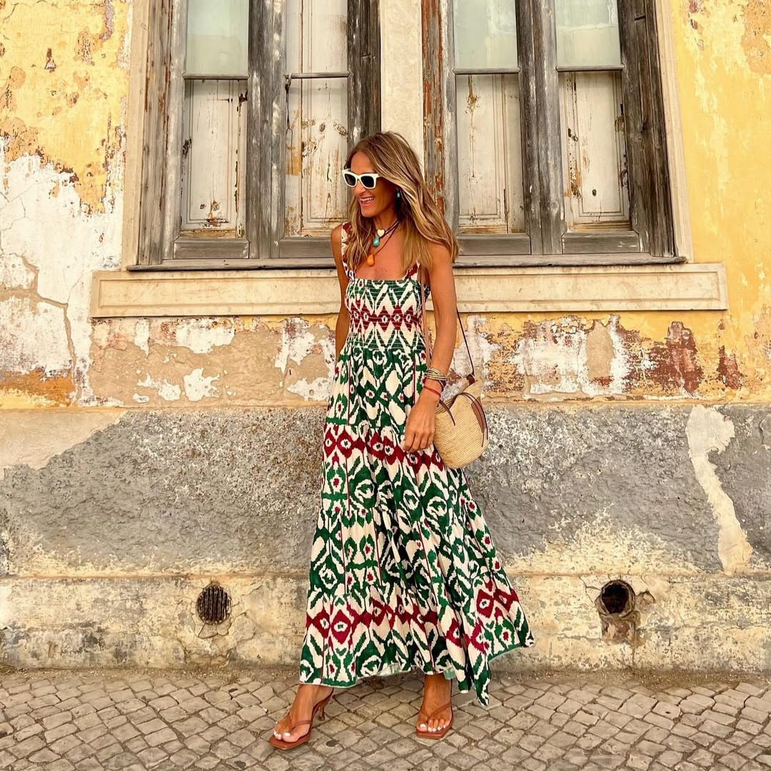 Vestido largo "Calypso" – Estilo Étnico y Aire Mediterráneo