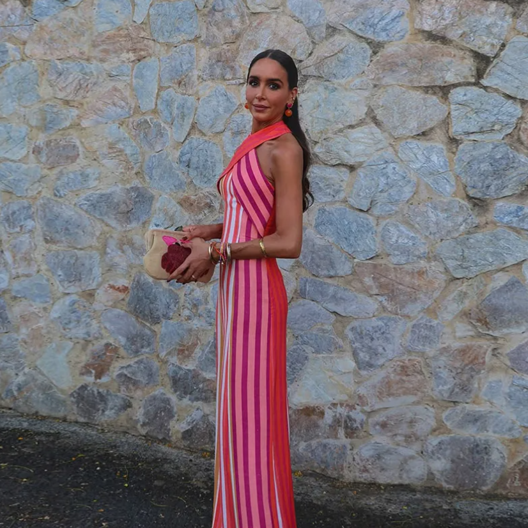 Vestido Rayas Glow – Rosa Coral & Fucsia