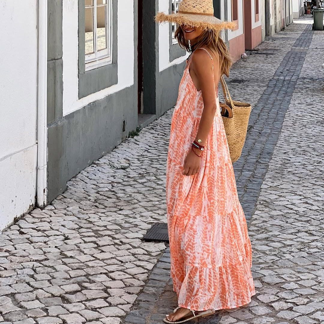Vestido "Coral Bay" – Largo Fluido Tie-Dye