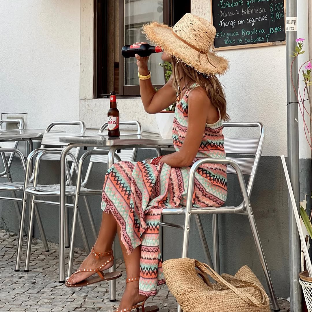 Vestido "Tribal Breeze" – Sin Mangas y Estilo Boho