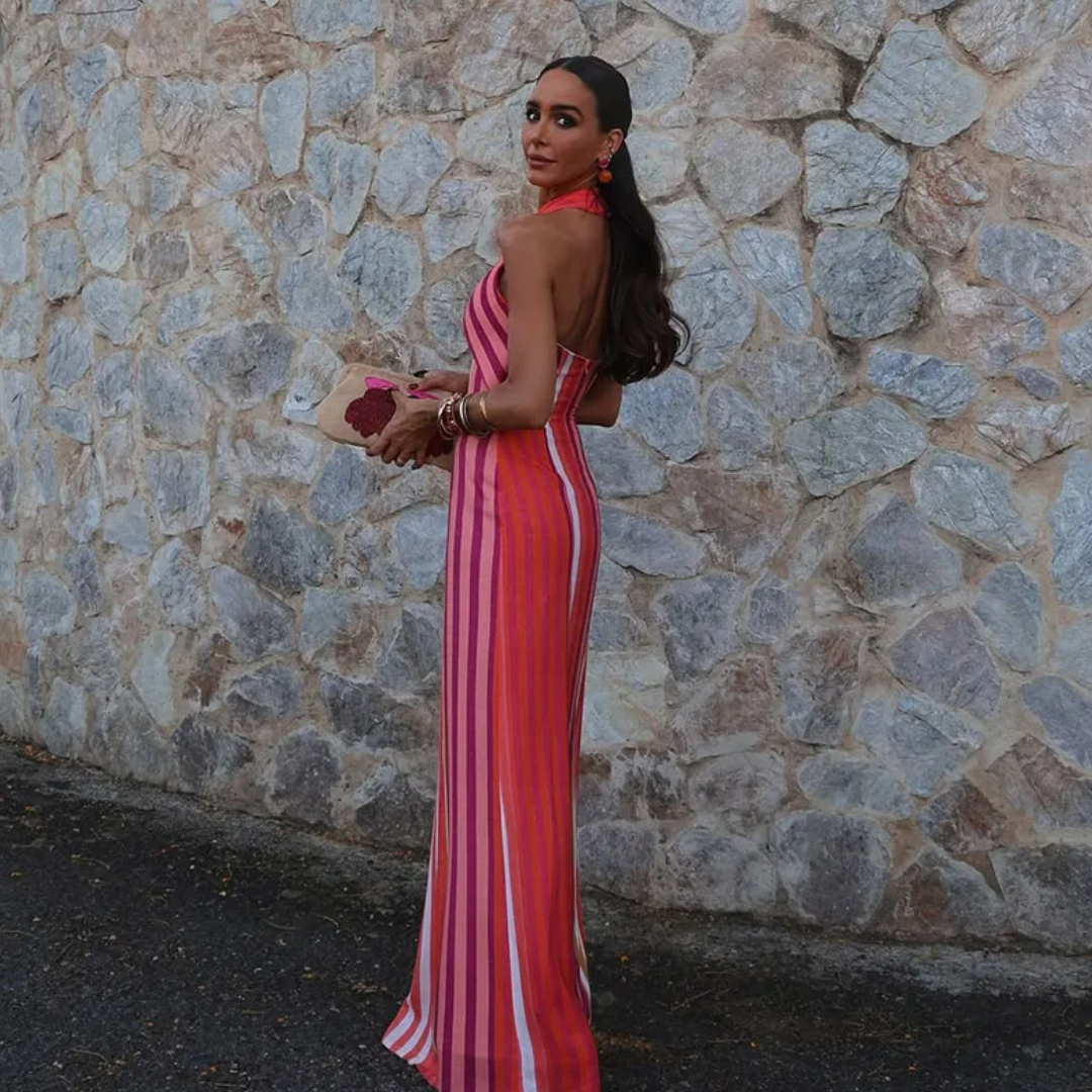 Vestido Rayas Glow – Rosa Coral & Fucsia