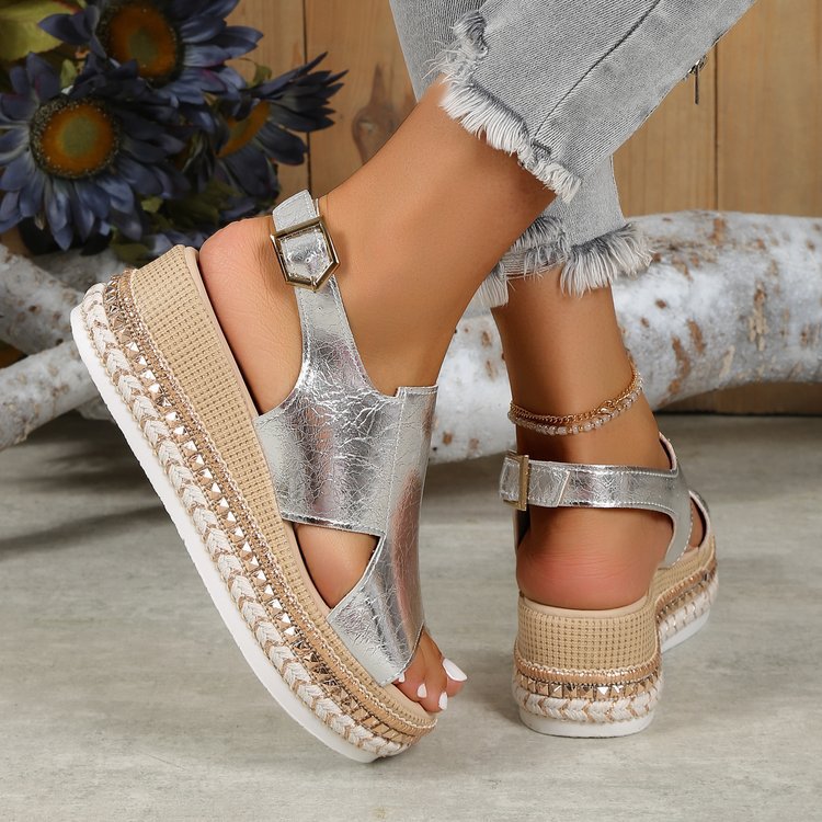 Sandalias de cuña metalizadas Aloe