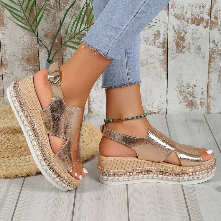 Sandalias de cuña metalizadas Aloe